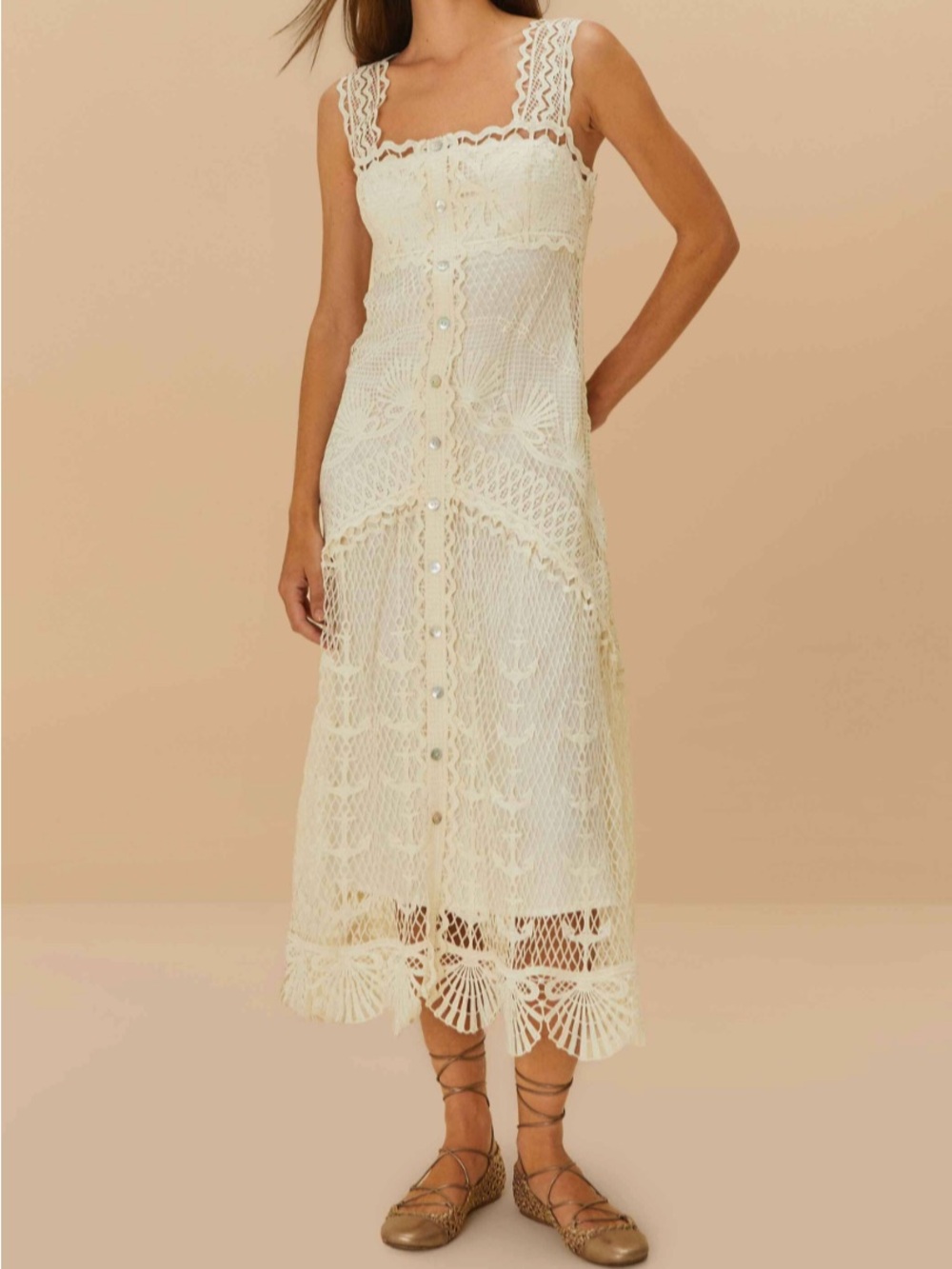 Farm Rio Off-White Nautical Guipure Maxi Dress - Picture 4 of 9